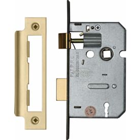 76mm Electro Brass 3 Lever Mortice Sashlock