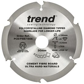 Trend 1906 190mm 6 Tooth Fibre Cement Circular Saw Blade